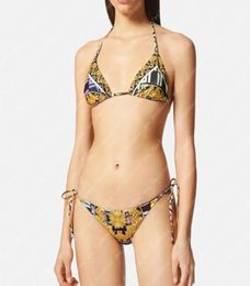 Femmes Bikinis Swimsuit F Swimwear Two Piece Designer Fendace Gold Baroque Bikini Top Sexy Woman Bathing Cleings Beach Swim Wear Outd9346135