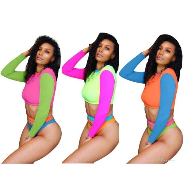 Mujeres Bikni Tankinis Summer Outfits Damas de manga larga Topswimming Trunks 2 piezas de ropa Contraste Color Beach Swimwe8183376