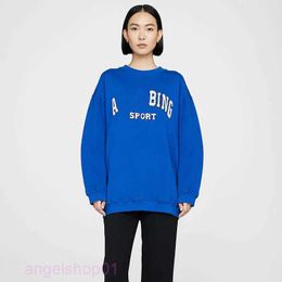 Vrouwen bing ontwerper sweatshirts ab handgemaakte geborduurde letter borduurwerk losse hoodies fleece ronde nek trui