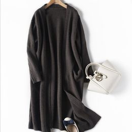 Vrouwen zwarte vest vrouwen gebreide lange vest trui elegante herfst winter warme jas truien Aziatische maat S-XL
