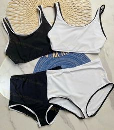 Schwarzes Damen-Bikini-Set mit hoher Taille, Camis, Designer-Badeanzug für den Strand
