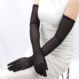 Vrouwen zwarte lange handschoenen klassieke opera over elleboog wanten stretch vinger bruiloft sexy rijden ademende accessoires