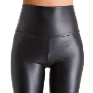 Vrouwen zwart stretch faux lederen hoge taille broek schede leggings sexy push up leggings skinny broek vrouwen
