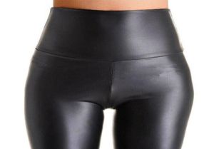 Femmes Black Stretch Faux Leather Pantalons hauts hauts Leggings Sexy Push Up Leggings Skinny Tableaux Femmes 3700346