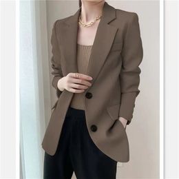Femmes Blazer noir automne Style coréen tempérament mode tout Match Design sens Niche costume marron veste femme 220819