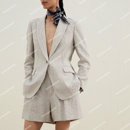 Blazer Brunello pour femme, veste en lin, manches longues, costume de loisirs, manteau avec bouton, printemps et automne