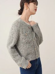 Mélanges de femmes Jmprs Femmes élégantes Gris Cardigan Pulls Coréen Doux Manteau à manches longues Vintage Lâche Femme Harajuku Boutons 231012