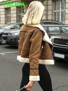 Dames Blends T MODA Damesmode Dikke warme faux suède patchwork jasje Vintage lange mouwen met ritsvak Vrouwelijke bovenkleding Chique top 230920
