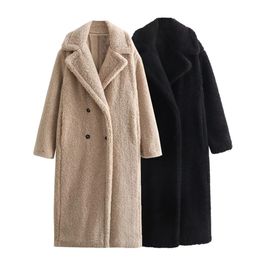 Femmes mélanges UNIZERA 2023 automne hiver produit mode et décontracté polyvalent col Polo Double boutonnage Long manteau 231207