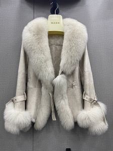 Femmes mélanges femmes hiver réel col de fourrure manteau peau lapin intérieur chaud vestes dames vêtements d'extérieur 230615