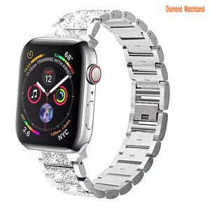 Bling Diamond Band Band Band Watch Apple Smart Watch 8 7 6 5 4 3 2 1 Bande de montre en acier inoxydable