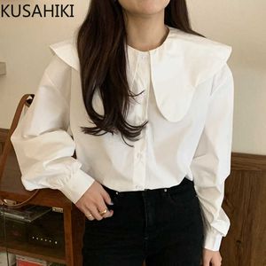 Vrouwen Blouse Korean Peter Pan Collar Lantern Sleeve Shirt Spring Cuasal Sweet Blusas FeminimoS 6E662 210603