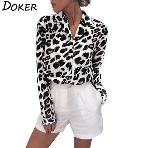 Vrouwen Blouses Shirts Sexy V-hals Lange Mouw Chiffon Blouse Leopard Print Shirt Casual Tops Werkkleding Blusas Mujer de Moda 210721