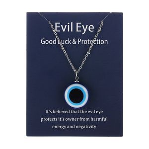 Femmes Blue Blue Evil Eye Colliers avec carte Fashion Silver 14K plaqué or Rolo Link chaîne en résine Pendentif Collier Bonne chance Couker Bijoux Anniversaire Cadeaux d'anniversaire
