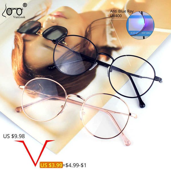 Gafas de ordenador con bloqueo de luz azul para mujer, protección de pantalla, monturas de gafas redondas a la moda para chicas jóvenes para hombres, Anti UV400 Y0831