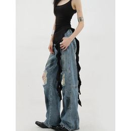 Mujeres Blue Y2K Jeans Risk Harajuku Estética de 2000 Trashy de mezclilla de mezclilla