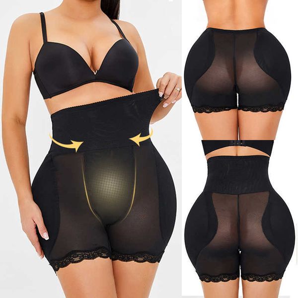 Mujeres Cuerpo Shaper Alto y bajo Pantías de cintura baja acolchada Levantador de tope falsas FakeWear Hip Enhancer Sexy Corset transpirable Shorts