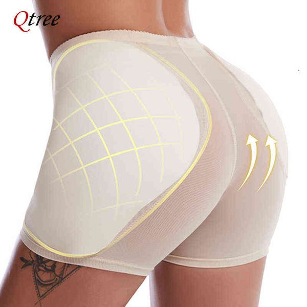 Femmes Body Shaper Ventre Contrôle Culotte Taille Haute Ventre Slimer Shaperwear Bout À Bout Transparent Hanche Améliorer Sous-Vêtements Rembourrés Y220411