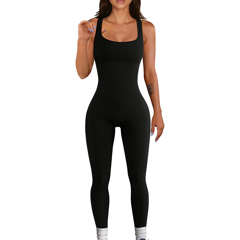 Bodysuits femininos para yoga esportes macacões de uma peça esporte secagem rápida treino sutiãs conjuntos sem mangas playsuits fitness casual preto verão
