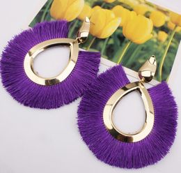 Vrouwen Bohemen Stijl Fan Vorm Kwastje Oorbellen Kwastje Fringe Dangle Oor Stud Vintage Earring Eardrop Sieraden GB1010