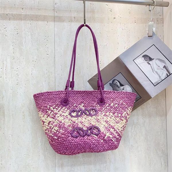 Femmes Bohème BOHO paille sac de plage femmes Designer crochet tricot Sacs broderie lettre été fourre-tout décontracté sac à main en tricot doux dame sac à bandoulière