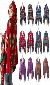 Femmes Bohemian Collier Plaid Coucède Cape Cape Cloak Poncho Fashion Wool mélange d'hiver Outwear Châle Scarf DDA7554421921