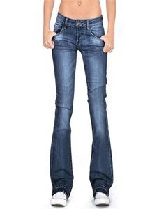 Femmes Bootcut Jeans Black Évasé causal Vintage Skinny Low Bell Bell Bottom Pnats Plus taille pantalon denim solide 6139 22036719298