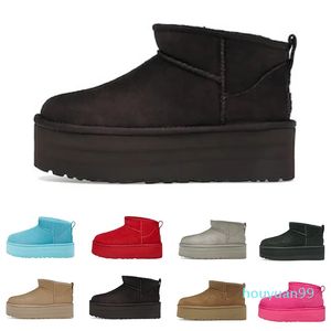 Dames laarzen klassiek ultra mini -platform kastanje bont zwarte schapenvacht muilezels vrouw mannen laars schoenen suède bovenste comfort herfst winter enkel laarsjes Australië