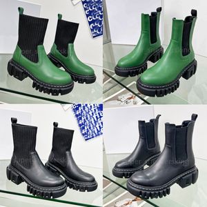 Dames laarzen ontwerper sock laarzen print drievoudige zwarte groene paris luxurys high sock boot mode dames sneakers booties maat 35-41 met doos