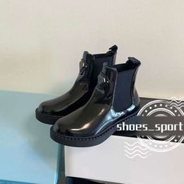 Bottes de luxe pour femmes, chaussures originales de haute qualité, nouvelle cheville en cuir noir, plate-forme Chelsea, bottines plates rondes à enfiler, demi-bottes épaisses pour femmes