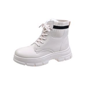 Dames Laarzen Platform Schoenen Zwart Wit Womens Cool Motorcycle Boot Lederen Schoentrainers Sport Sneakers Maat 35-40 02