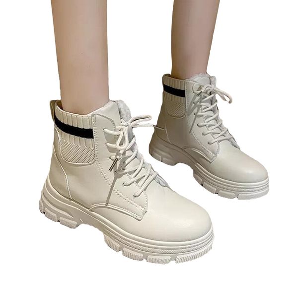 Botas de mujer Zapatos de plataforma Negro Blanco Mujer Botas de moto frescas Zapatillas de deporte de cuero Zapatillas deportivas Tamaño 35-40 10