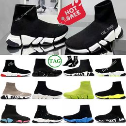 Vitesse 1.0 2.0 Chaussette Chaussures de sport Graffiti Baskets Plate-forme mens runner chaussettes chaussure noir blanc maître femmes Sneaker speed trainer