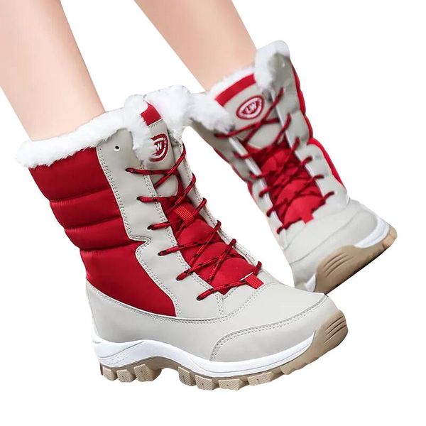 og_topmine Botas de Mujer Nieve Invierno Negro Rojo Zapato de Bota para Mujer Mantener Caliente Zapatillas de Deporte de Navidad Zapatillas Deportivas