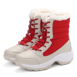 Femmes bottes chaussures d'hiver imperméables femmes bottes de neige plate-forme garder au chaud cheville bottes d'hiver avec des talons de fourrure épais Botas Mujer 201021