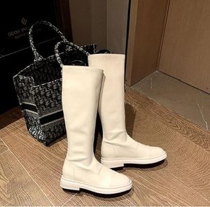 Dameslaarzen Winter Sneeuw Booties Triple Zwart Wit Elastische Geplooide Dikke Bodem Dames Boot Lederen Schoenen Maat 35-40 10