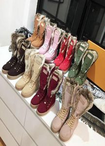 Dames laarzen winter sneeuwschoenen suède real glides lederen waterdichte winter warme knie high laarzen merk mode luxe ontwerper dames schoenen 5568662