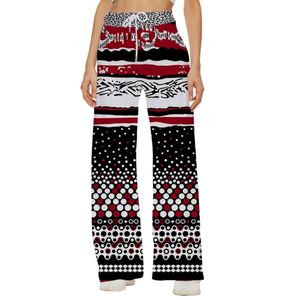 Femmes Bottoms Bohemia Print Paptinement Pantalon de jambe large pantalon haute taille