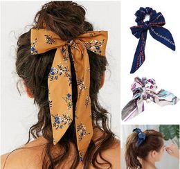 Dames Boog Streamers Haar Ring Lint Meisje Haarbanden Scrunchies Ponytail Tie Effen hoofddeksels Haaraccessoires GD61