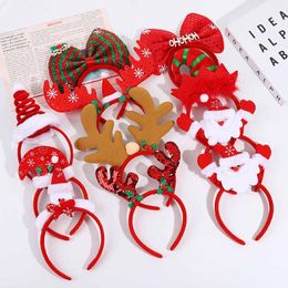 Mujeres Bowknot Navidad Diadema Decoraciones Adulto Moda Cabeza Pelo Arco Horquillas Banda Aro Nudo Conejo Vestido Prop Santa Patrón Sombrero Tela Regalo Fiesta Suministros