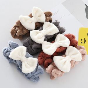 Women Bowtie Beauty Headbands Elastic Hair Bands Coral Fleece Headband Cute Big Bow Hairbands Hair Accessories Autumn Winter