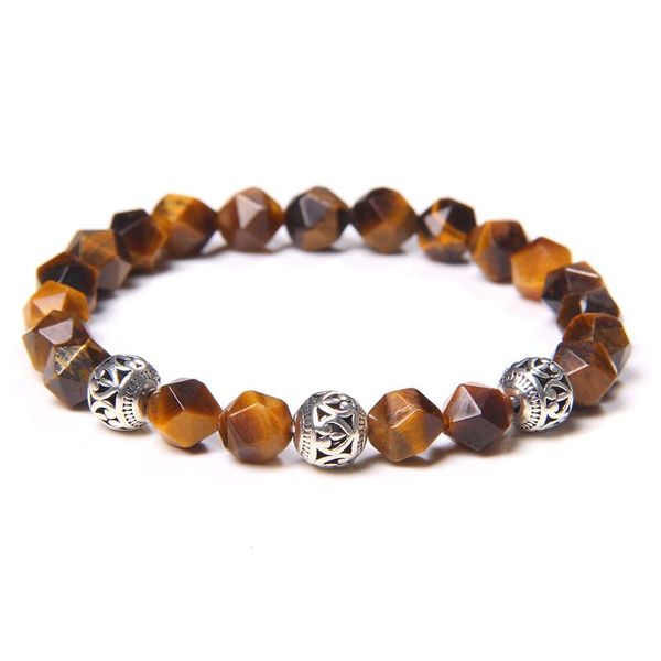 Pulsera de mujer, pulsera facetada de piedra solar Natural, cuentas de aguamarinas, pulsera redonda de Metal con dijes de energía, joyería para hombres y mujeres