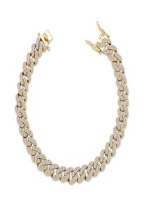 Bracelets pour femmes, bijoux de 8mm de largeur, plaqué or 18 carats, chaîne cubaine, Bracelets de luxe en Zircon scintillant, 1328019