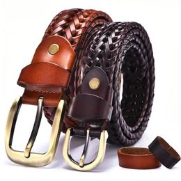 femmes Ceinture tressée pour hommes ceinture tissée de luxe en cuir véritable sangles de vache tricoté à la main concepteur hommes pour jean ceinture hommes ceintures 240202