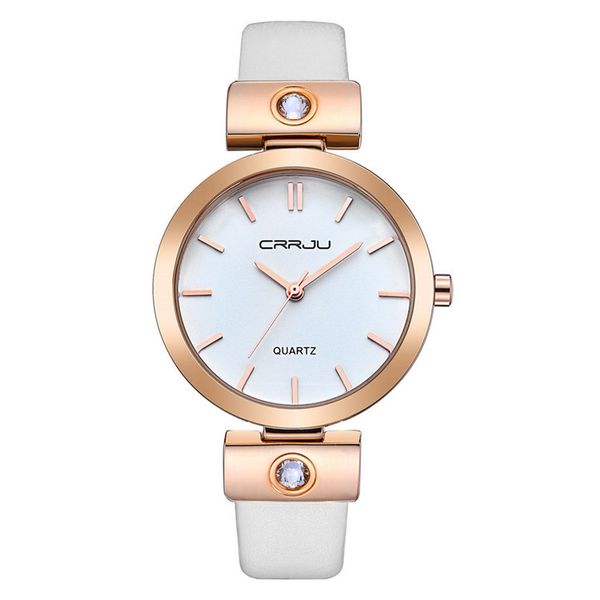 Femmes marque montre de mode montre-bracelet à quartz strass blanc bracelet en cuir noir fille montres décontractées étanche luxe haute qualité cadeau