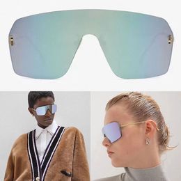 Femmes marque premier cristal argent bouclier lunettes de soleil nouveau sans cadre Extra Large lentille UV400 masque lunettes de soleil à la mode FE4121US