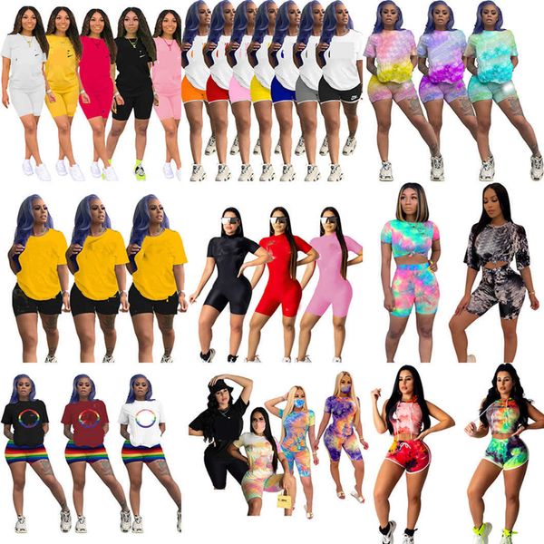 femmes Marque imprimer Shorts d'été survêtements designer T-shirts et shorts correspondants costumes tenues lâche sport décontracté femmes vêtements en vrac en gros