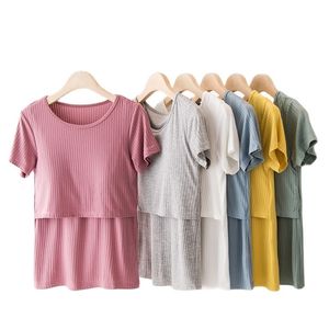 T-shirt alltraitant les femmes pour les manches courtes enceintes post-partum maman tops maternité mère infirmière vêtements plus taille