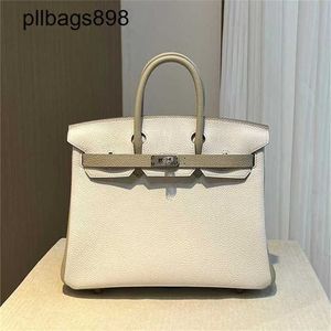Femmes Brkns Handbag en cuir authentique 7a Handswen Pure Blanc avec High-Gradecxva