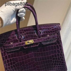 Femmes brkns sac à main en cuir authentique 7a Handswen Grape Crocodile Skin Gol